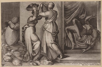 KG 00118
          <br/>
          Judith geeft Holofernes' hoofd aan haar bediende
          <br/>
          <em>Vico, Enea (1523-1567)</em>